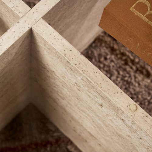 Table Basse Ronde Effet Travertin Et Verre D.75 Cm - Eolia