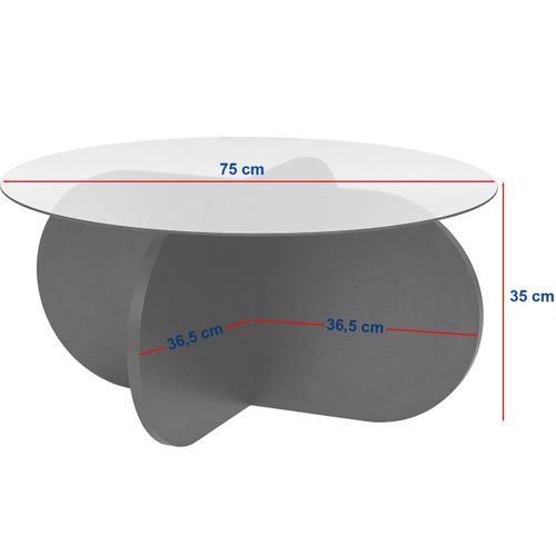 Table Basse Ronde Effet Travertin Et Verre D.75 Cm - Eolia