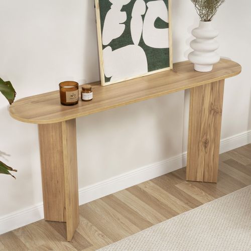 Console Ovale Effet Chêne Foncé 150 Cm - Malva