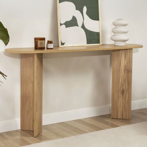 Console Ovale Effet Chêne Foncé 150 Cm - Malva
