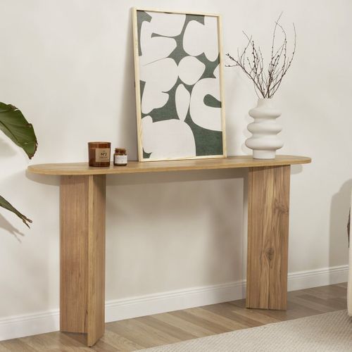 Console Ovale Effet Chêne Foncé 150 Cm - Malva