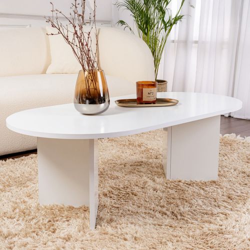 Table Basse Ovale Blanche 119 Cm - Orane