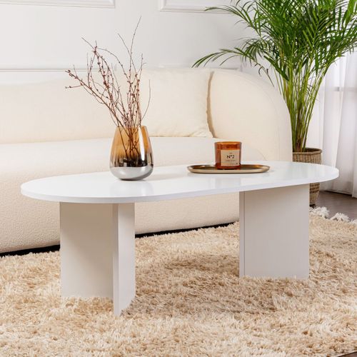 Table Basse Ovale Blanche 119 Cm - Orane