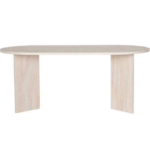 Table à Manger Ovale Effet Travertin 8 Pers. 180 Cm - Suna