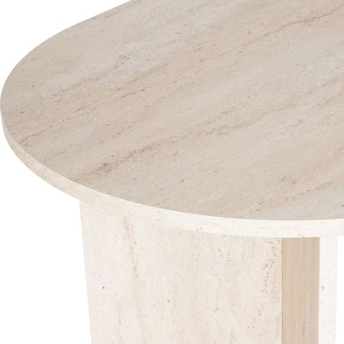 Table à Manger Ovale Effet Travertin 8 Pers. 180 Cm - Suna