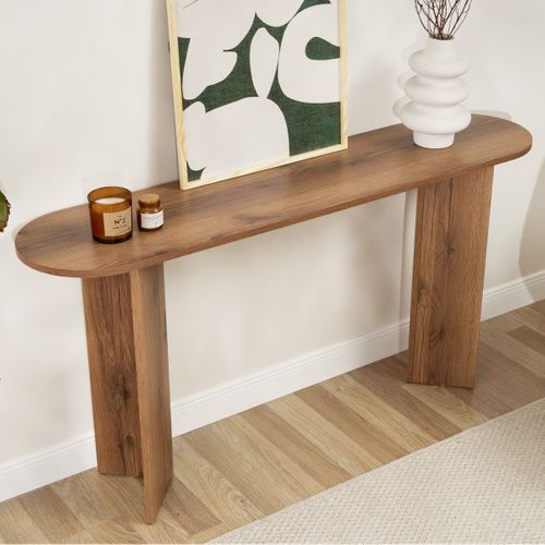 Console Ovale Effet Noyer Foncé 150 Cm - Malva