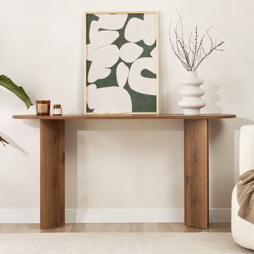 Console Ovale Effet Noyer Foncé 150 Cm - Malva