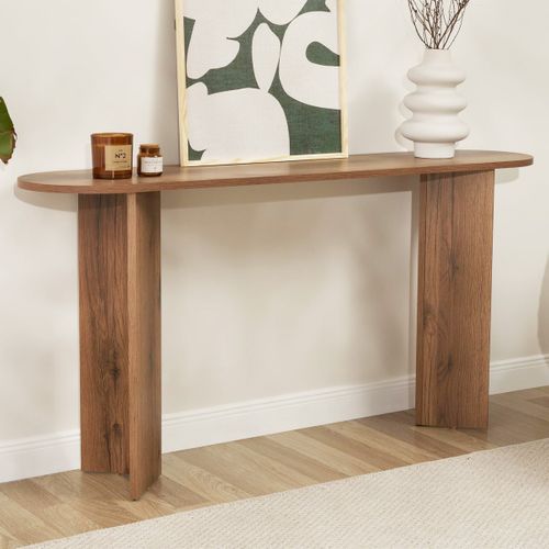 Console Ovale Effet Noyer Foncé 150 Cm - Malva