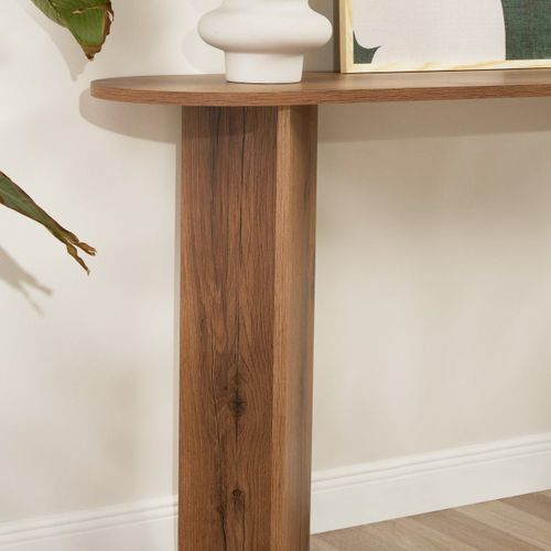 Console Ovale Effet Noyer Foncé 150 Cm - Malva