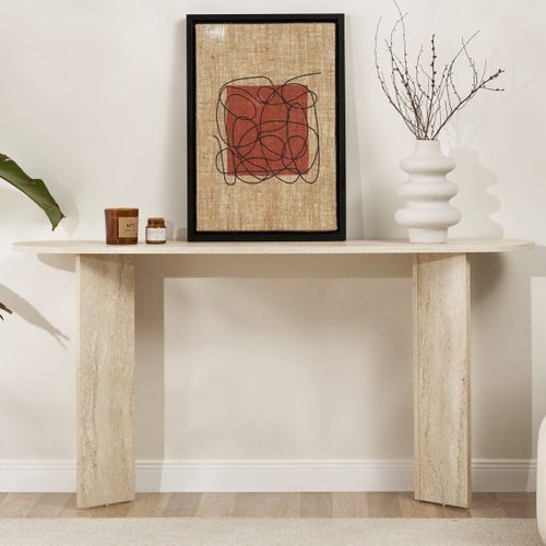 Console Ovale Effet Travertin 150 Cm - Malva