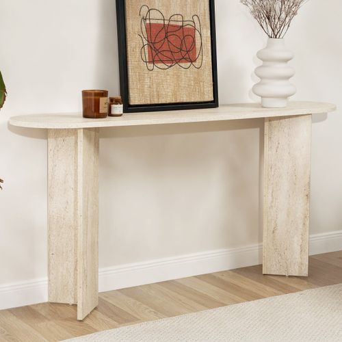 Console Ovale Effet Travertin 150 Cm - Malva