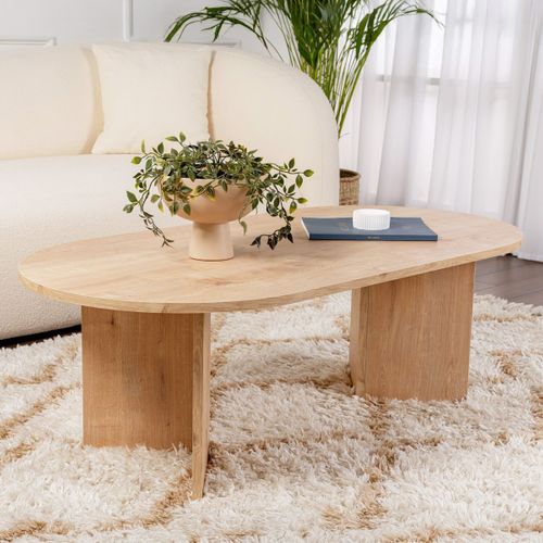 Table Basse Ovale Effet Chêne Clair 119 Cm - Orane