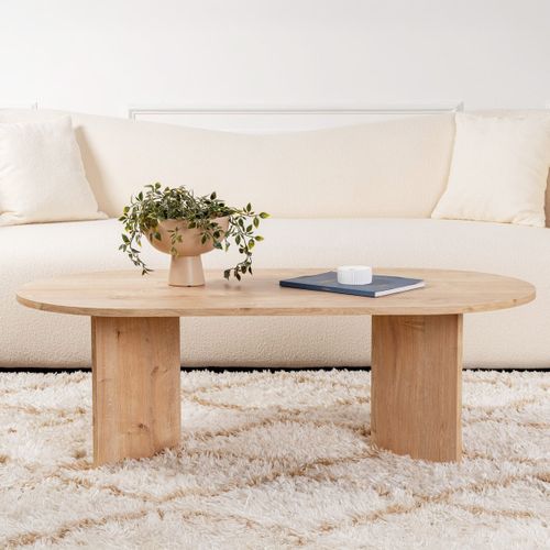 Table Basse Ovale Effet Chêne Clair 119 Cm - Orane