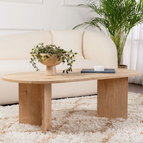 Table Basse Ovale Effet Chêne Clair 119 Cm - Orane