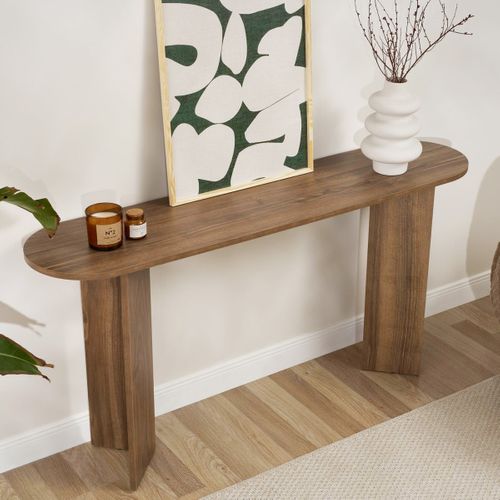 Console Ovale Effet Noyer 150 Cm - Malva