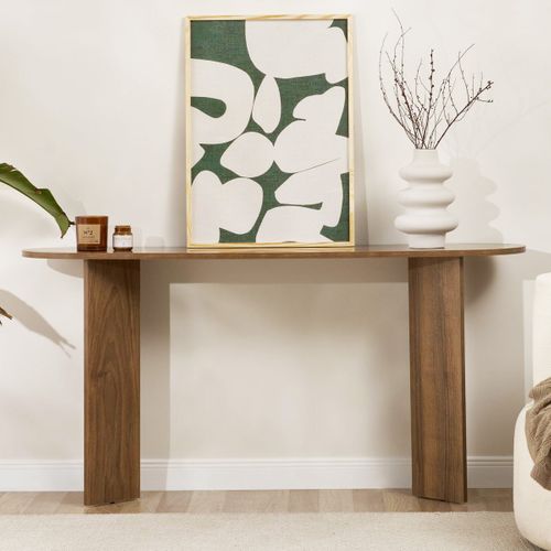 Console Ovale Effet Noyer 150 Cm - Malva