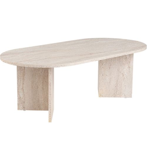 Table Basse Ovale Effet Travertin 119 Cm - Orane