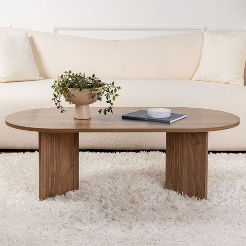 Table Basse Ovale Effet Noyer 119 Cm - Orane