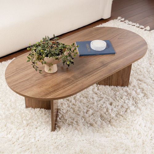 Table Basse Ovale Effet Noyer 119 Cm - Orane