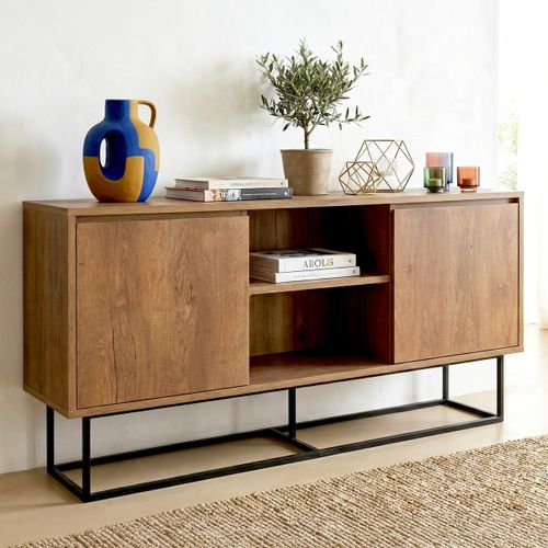 Buffet 2 Portes 2 Niches Effet Noyer 140 Cm - Nerio