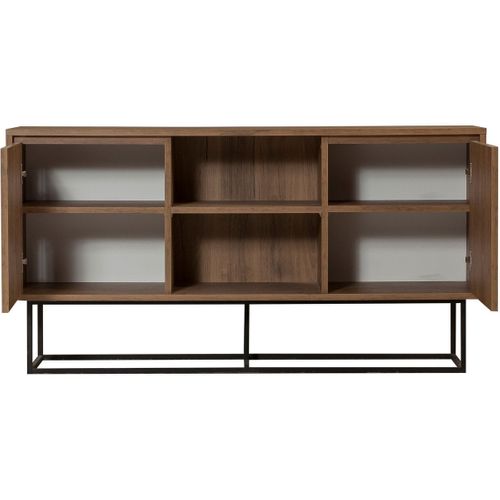 Buffet 2 Portes 2 Niches Effet Noyer 140 Cm - Nerio