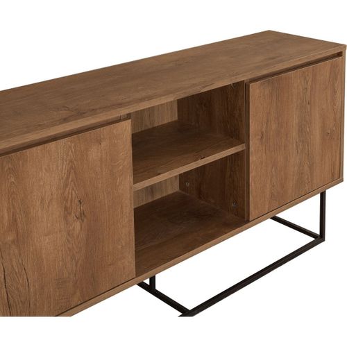 Buffet 2 Portes 2 Niches Effet Noyer 140 Cm - Nerio