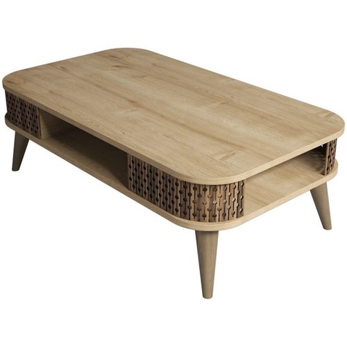 Table Basse Avec Niche De Rangement Effet Chêne 105 Cm - Etta