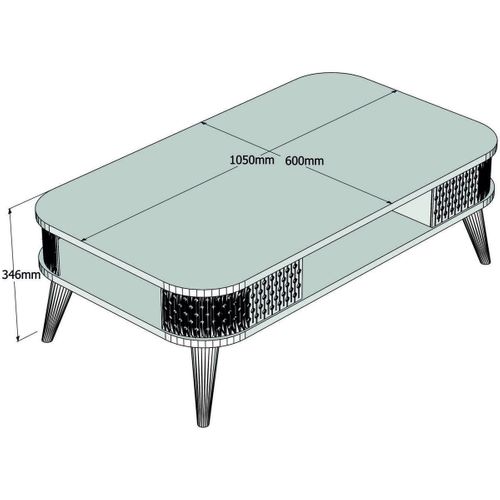 Table Basse Avec Niche De Rangement Beige et Effet Chêne 105 Cm - Etta