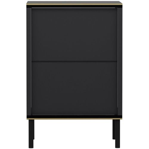 Table De Chevet 1 Porte Gris Anthracite et Effet Marbre Noir 40 Cm - Kora