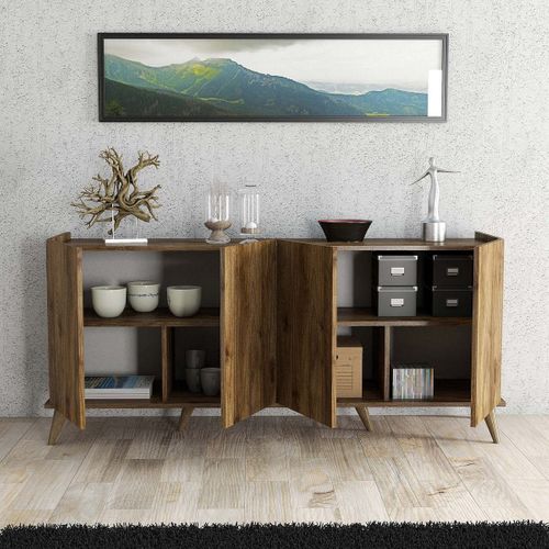 Buffet 4 Portes Effet Noyer 180 Cm - Tomar