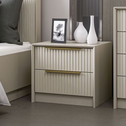 Table De Chevet 2 Tiroirs Effet Pierre 53 Cm - Orta