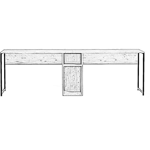 Bureau Double Avec Rangement Central Effet Bois, Piètement Noir 240 Cm - Orsa