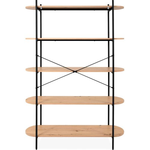 Etagère 5 Niveaux Noir Et Effet Chêne 120 Cm - Vara