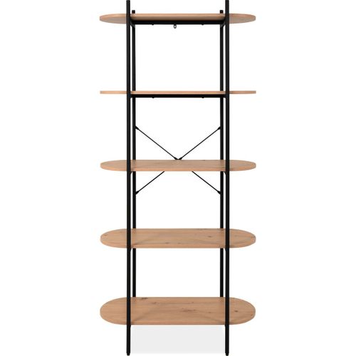 Etagère 5 Niveaux Noir Et Effet Chêne 80 Cm - Vara
