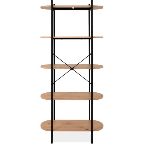 Etagère 5 Niveaux Noir Et Effet Chêne 80 Cm - Vara