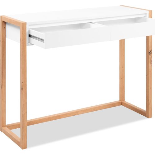 Bureau 2 Tiroirs Blanc Et Effet Chêne 100 Cm - Nora