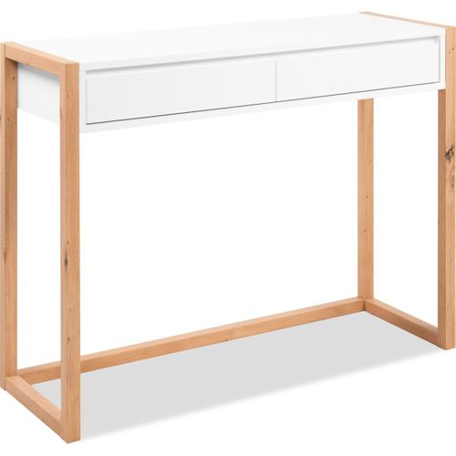 Bureau 2 Tiroirs Blanc Et Effet Chêne 100 Cm - Nora