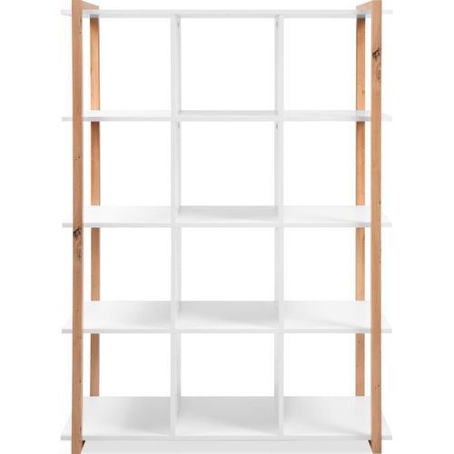 Etagère 4 Niveaux Blanc Et Effet Bois 107 Cm - Nora