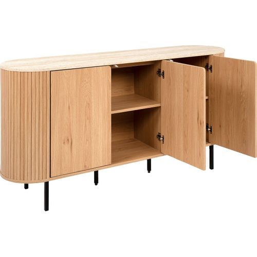 Buffet 3 Portes Effet Chêne Et Travertin 160 Cm - Juna