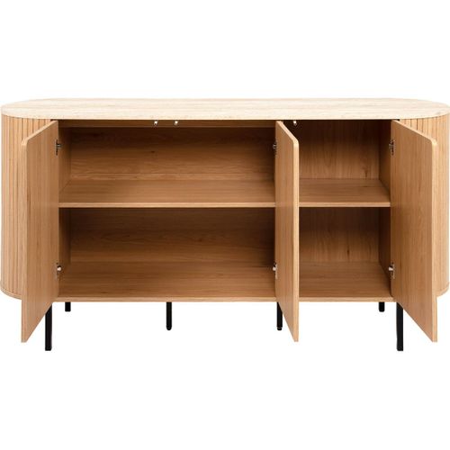 Buffet 3 Portes Effet Chêne Et Travertin 160 Cm - Juna