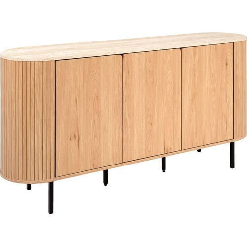 Buffet 3 Portes Effet Chêne Et Travertin 160 Cm - Juna