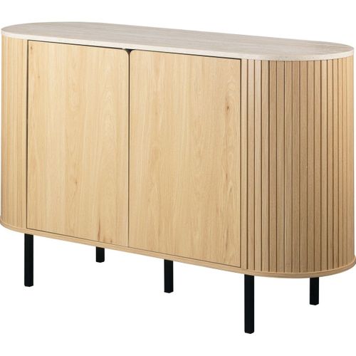 Buffet 2 Portes Effet Chêne Et Travertin 120 Cm - Juna