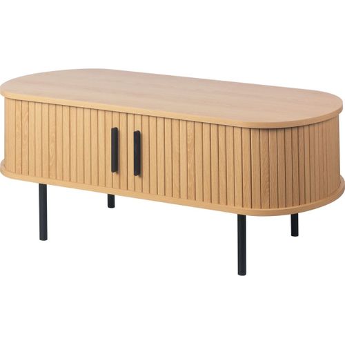 Table Basse Ovale 2 Portes Effet Chêne 90 Cm - Sora