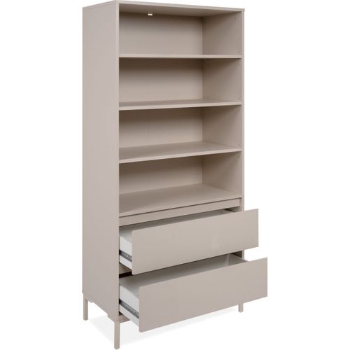Bibliothèque 2 Tiroirs 4 Niches Beige 78 Cm - Ronda
