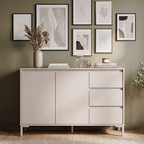 Buffet 2 Portes 3 Tiroirs Beige 120 Cm - Ronda