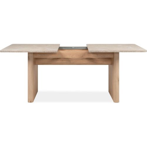 Table à Manger Extensible Rectangulaire Effet Chêne Et Travertin 6 à 8 Pers. 160/200 Cm - Luis
