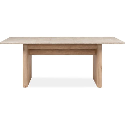 Table à Manger Extensible Rectangulaire Effet Chêne Et Travertin 6 à 8 Pers. 160/200 Cm - Luis