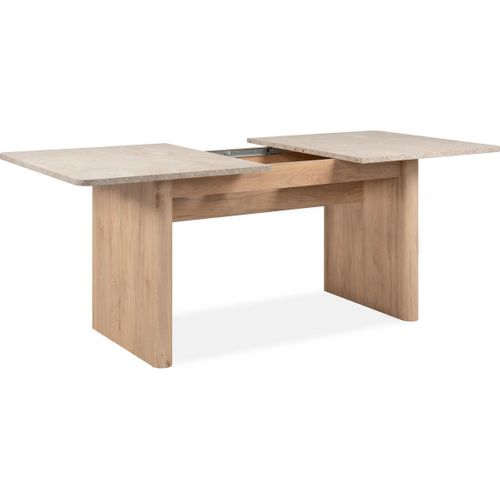 Table à Manger Extensible Rectangulaire Effet Chêne Et Travertin 6 à 8 Pers. 160/200 Cm - Luis