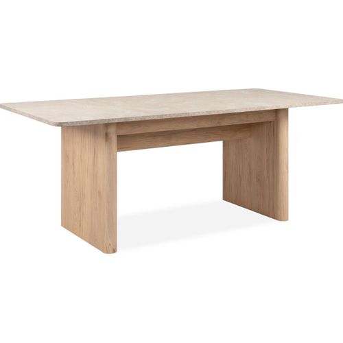 Table à Manger Extensible Rectangulaire Effet Chêne Et Travertin 6 à 8 Pers. 160/200 Cm - Luis
