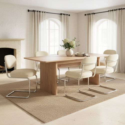 Table à Manger Extensible Rectangulaire Effet Chêne 6 à 8 Pers. 160/200 Cm - Luis